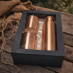 Bouteille d'eau en cuivre avec couvercles, vaisselle portable au design minimaliste pour usage domestique - Product Image 4