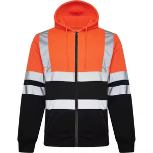 Chaqueta de Forro Polar con Capucha Reflectante de Alta Visibilidad para Hombre, Ropa de Trabajo, Abrigo de Seguridad con Bloques de Color, Cierre de Cremallera Frontal, Corte Regular, para Otoño - Product Image 5
