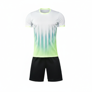 Ensemble de maillot de football pour homme, couleur dégradée, manches courtes, col rond, respirant, anti-transpiration, séchage rapide, polyester, vêtements de sport - Product Image 3