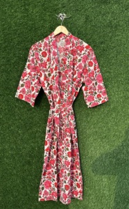Adults Cotton Floral Print <b>Kimono</b> Robe Eco-Friendly V-Neck Pockets Natural Waist Full Length Gown Lounge Sleepwear Beach Resort - Product Image 6