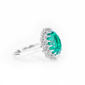 Majestic Womens 925 Sterling Silver Emerald Green Oval Halo <b>Ring</b> Diamond Look Vintage Statement Anniversary Jewelry Gift for Her - Product Image 2