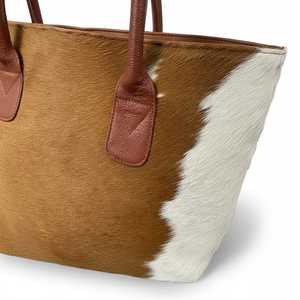Bolso Tote de Cuero Genuino de Alta Gama con Pelo, Bolso de Mano de Lujo para Mujer con Cremallera Bordada, Portátil y Multifuncional LHTB-0072 - Product Image 3