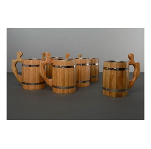 Handmade Beer Mug Made of Wood With Wood Handle Wooden Beer <b>Tankard</b> Wholesale With Hand Carving Beer Mug for Home and Restaurant - Product Image 1