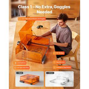 Machine de gravure et de découpe laser 20W, 7000 mm/min, zone de travail 11,8 x 11,8, boîtier pour le bois, certains métaux, graveur laser de classe 1 - Product Image 5