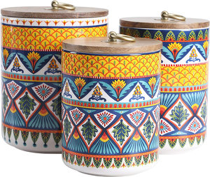 Kitchen Storage Canister for Food and Spices Store 4 Piece Canister Set Blue/White - Product Image 5