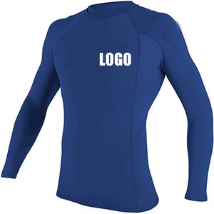 Men's Long Sleeve Rash Guard Blue Quick Dry <b>Mock</b> <b>Neck</b> <b>Top</b> Full Coverage Swim Shirt - Product Image 3