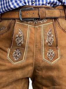 กางเกงขาสั้นผู้ชายแบบบาวาเรียน Lederhosen ผ้าแคนวาส OEM ปรับแต่งได้ คุณสมบัติแห้งเร็ว คุณภาพสูง พร้อมโลโก้/สีตามสั่ง - Product Image 4