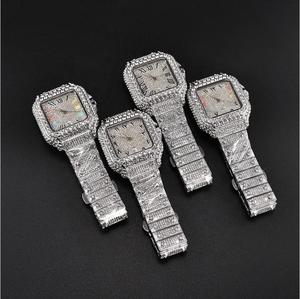 Montre de luxe pour homme, marque haut de gamme OEM ODM, montre à quartz carrée, style hip-hop, or, entièrement sertie de diamants, pour lui - Product Image 2