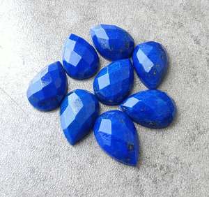 Pierre précieuse naturelle en lapis-lazuli, forme goutte d'eau, taille à carreaux, calibrée, pour bijoux - Product Image 4