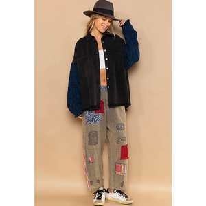 Veste boutonnée à manches contrastées POL pour femme - Product Image 2