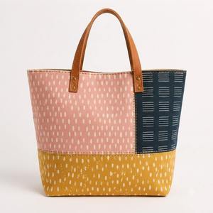 Floral Print Cotton Canvas <b>Tote</b> Bag Leather Handle Large Capacity Women's Shoulder Handbag Eco-Friendly Reusable <b>Travel</b> Zipper - Product Image 5