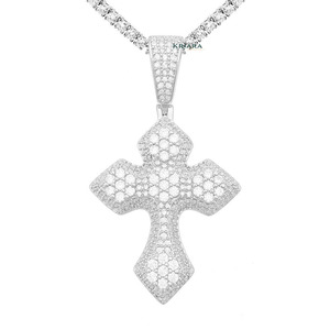 Pendentif Croix en Argent 925 Plaqué Or avec Diamant Moissanite, Pendentif Religieux Unisexe Tendance - Product Image 2