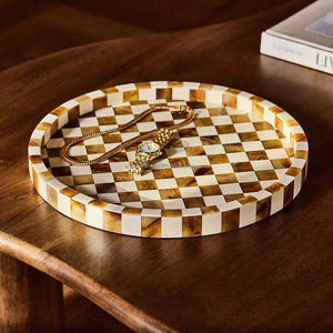 ROOGO Modern Design Resin Craft Tray Checkerboard Pattern Waterproof Eco-Friendly Lightweight for LivingRoom Tabletop Decoration - Product Image 2