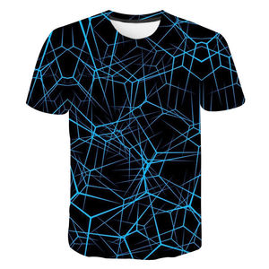 T-shirt de sport personnalisé pour homme, imprimé géométrique bleu, sublimation, polyester à séchage rapide, athlétique, gym, course à pied, entraînement, performance - Product Image 1