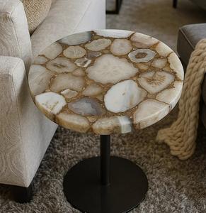 โต๊ะกาแฟทรงกลมหินอาเกตสีขาวสุดหรู พร้อมโต๊ะกลางห้องนั่งเล่นหินธรรมชาติทันสมัย และสินค้าขายส่ง - Product Image 1