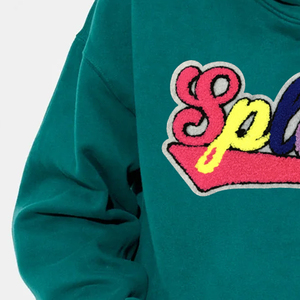 Sweat-shirt à capuche zippé brodé Splash pour homme, coupe oversize, vert, décontracté, avec poche, en molleton 100% coton, style hiver - Product Image 3