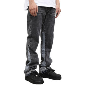 Jean en denim décontracté pour homme de qualité supérieure, coupe bootcut, avec broderie, séchage rapide, fermeture boutonnée, coupe décontractée ajustée - Product Image 1