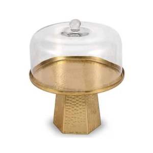 Frutero Clásico de Metal Dorado con Cúpula de Cristal, Acabado Espejo, Contenedor para Frutos Secos, Decoración para Comedor, Hogar, Cocina, Mesa de Ramadán - Product Image 1