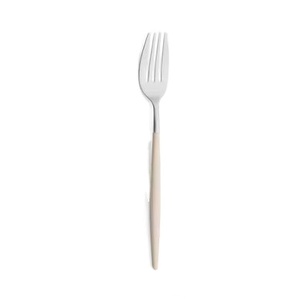 Fourchette de table élégante à manche beige Fourchette en acier inoxydable pour salle à manger fine Fourchette de couleur neutre pour paramètres de table à manger polyvalents - Product Image 1