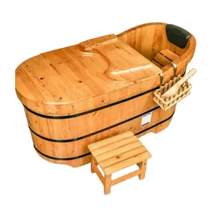 Vietnamese High Quality Indoor Freestanding Hot Tub Antique Wooden Bathtub For Hotel Spa with Very Good Price