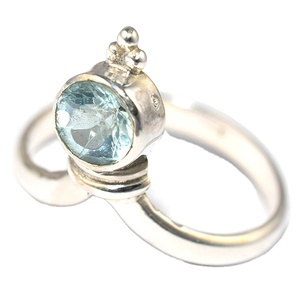 Bague en argent Sterling 925, forme ronde impressionnante, lunette bleu ciel, topaze bleue, bijoux en argent en ligne, vente en gros - Product Image 1