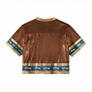 Camiseta de Fútbol Vintage Personalizada para Mujer, Color Marrón, 100% Poliéster, Tejido de Malla de Secado Rápido, Cuello Redondo sin Mangas, Nombre del Equipo Personalizado, Disponible en Stock - Product Image 2