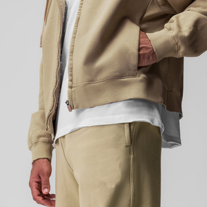 Sweat-shirts pour hommes de haute qualité en coton/polyester épais 410GSM, à épaules tombantes, coupe ample, en molleton zippé, pour l'hiver - Product Image 4