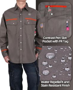 <b>Welding</b> <b>Shirt</b> Lightweight Cotton Safety Workwear Wholesale Men's Vintage Zipper Autumn FR Fire Resistant Welder Casual Workwear - Product Image 5
