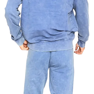 Conjunto de Chándal de Algodón con Capucha Personalizado al por Mayor, Efecto Lavado Ácido, Estampado Sólido, Estilo Jogger, Cómodo para Streetwear - Product Image 3