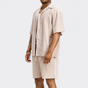 Custom mens twin <b>set</b> premium casual two piece outfit t shirt shorts matching <b>set</b> summer sportswear OEM ODM manufacturer supplier - Product Image 3