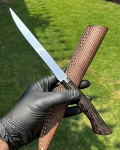 Cuchillo de Filetear Hecho a Mano de Acero Inoxidable con Mango de Madera y Funda de Cuero, Hoja de Punta Caída, Borde Recto, Grosor de 0.6 mm - Product Image 2