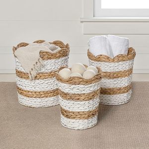 Water Hyacinth <b>Basket</b> Organizer Handmade Woven Home Storage <b>Basket</b> with Handles Boho Decor Wholesale Vietnam Manufacturer - Product Image 1