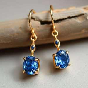 4.5 Inch Blue Hydro Round Stone <b>Earrings</b> 925 Sterling <b>Silver</b> 18K Gold Plated <b>Long</b> Dangle <b>Earrings</b> Lightweight Designer Jewelry - Product Image 1