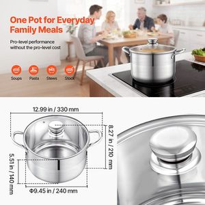 หม้อซุปอเนกประสงค์ขนาด 8 ควอร์ต พร้อมฝาแก้วสำหรับซุป/สตูว์ - Product Image 4