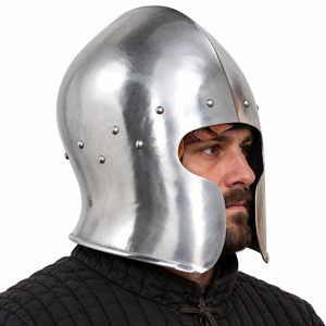Réplique de casque barbuta en acier doux de calibre 18, robuste, fabriquée à la main, inspirée des personnages de films et de séries TV, armure vintage de collection - Product Image 1