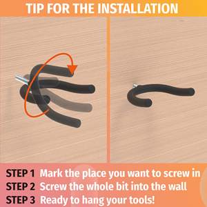 HUHOLE 6-16 pièces Crochets muraux en U à visser en acier inoxydable noir, ronds, durables, en métal, design fonctionnel pour l'arrière des portes/les murs - Product Image 4