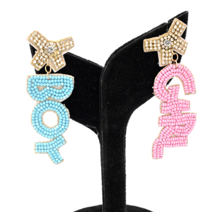 Nuevos y Elegantes Pendientes con Cuentas para Niños y Niñas, Pendientes Personalizados para Revelación de Género con Lazo de Cristal, Perfectos para Baby Showers - Product Image 1