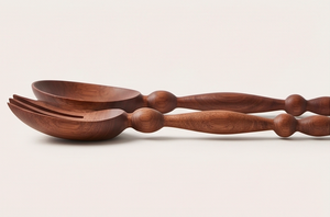 Ensemble de couverts en bois faits à la main avec finition brune, design minimaliste, parfait pour la table, la maison, l'hôtel et la restauration - Product Image 3