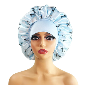 Bonnet de nuit en satin de soie grande taille, imprimé floral, avec bande élastique réglable, haute densité, unisexe, pour tresses et cheveux bouclés - Product Image 1