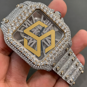 Reloj de Pulsera de Cuarzo de Lujo con Diamantes de Imitación Moissanite, Estilo Hip Hop, para Hombre, Poligonal, Analógico - Product Image 1