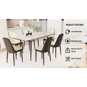 Set Tavolo da Pranzo Espandibile 47'' e 63'' per 2-6 Persone con Eleganti Sedie Imbottite in Tessuto PU per Sala da Pranzo - Product Image 5