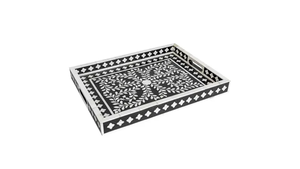 Rectangle Bone Inlay Art Deco Serving Tray with Custom Pattern for Tabletop Decor Handmade Fruit Platter - Product Image 6