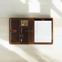 Porte-documents portable en cuir véritable de qualité supérieure, personnalisable, élégant, vintage, durable, format A4, pour affaires et conférences