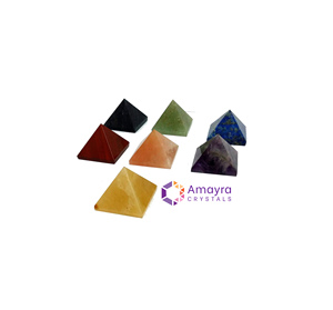 Set de Pirámides de Reiki con Grabado de 7 Chakras y Piedras Preciosas, Personalizable con Caja de Madera, Piedra Natural, Venta al por Mayor, Amayra Crystals Exports INDIA - Product Image 5