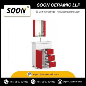 ตู้ห้องน้ำ SOON Modern Lems พร้อมกระจก อ่างเซรามิก ทาสีขาว PVC แบบตั้งพื้น ขนาด 51 x 41 x 76 ซม. - Product Image 4