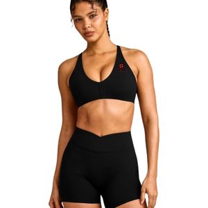 Sujetador deportivo atlético para mujer con diseño de cuello en V, tela suave y transpirable, soporte cómodo, top corto para correr y yoga - Product Image 1