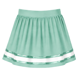 Mint <b>Green</b> Cheerleading <b>Skirt</b> <b>Pleated</b> Athletic Uniform <b>Skirt</b> With Striped Trim Team Performance Wear Custom Sports Apparel - Product Image 2