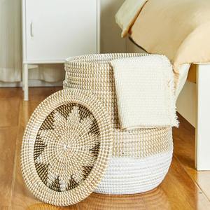 Panier à linge multifonctionnel en jonc de mer fait main, écologique, style rustique nordique, organisateur de rangement, vente en gros, directement de l'usine - Product Image 1