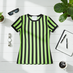 Camisetas de Algodón para Mujer en Verde Lima y Rayas Negras, Camiseta de Tirantes para Mujer en Calidad Premium Garantizada - Product Image 4