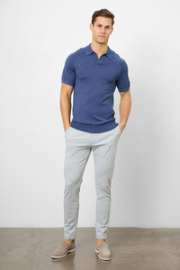 Polo de Algodón Azul Marino para Hombre, Corte Ajustado, Manga Corta, Color Sólido, Tejido Transpirable - Product Image 2